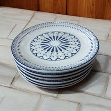 Güral Porselen 6'lı Pasta Tabak Etnik Mavi 19CM