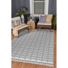 Valery Home Arya Vl Çift Taraflı,katlanabilir,yıkanabilir, Pamuk Salon,oturma Odası,balkon Kilim Kremantrasit3 100 x 200  cm