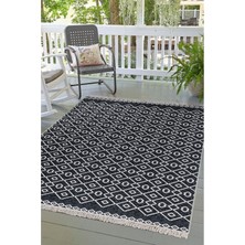 Valery Home Arya Vl Çift Taraflı,katlanabilir,yıkanabilir, Pamuk Salon,oturma Odası,balkon Kilim Kremantrasit3 100 x 200  cm