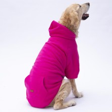 Pettrend Pembe Fuşya  Kanguru Cepli Orta Büyük Irk Köpek Hoodie- Sweatshirt  Büyük Köpek Kıyafeti(18-40 kg Aralığı Orta Büyük Irklar )