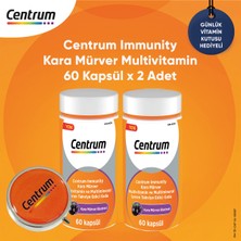 Centrum Immunity Kara Mürver Multivitamin 60 Kapsül x 2 Adet + Günlük Vitamin Kutusu Hediye