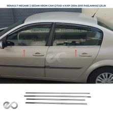 Ebal Oto Renault Megane 2 Krom Cam Çıtası 2004-2010 Arası P. Çelik (sedan)