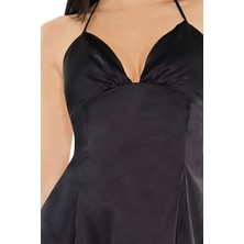 F21 Halter Yaka Saten Mini Elbise