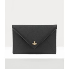 Vivienne Westwood Saffiano Envelope Clutch Saffiano Dokulu, Orb Motif ve Press-Stud Kapanmalı Şık Çanta