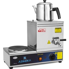 Armeka Platin Elektrikli 10 Litre Pleytli Çay Kazanı & Kahveci Kazanı & Kahve Çay Oçağı Inox Sanayi Tipi