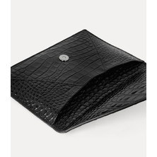 Vivienne Westwood Crocodile Envelope Clutch Press-Stud Kapanma ve Orb Silueti Detaylı  Dana Deri Çanta