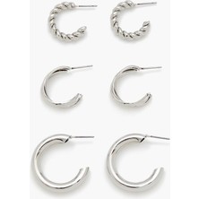 F21 Burgulu ve Düz Halkalı Küpe Seti