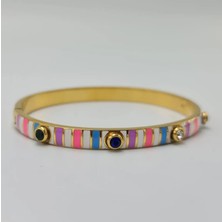 Gold Renkli Mineli Zirkon Taşlı Şık Kelepçe Bileklik