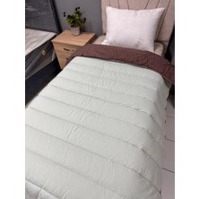 Clasy  Pamuk Ranforce Tek Kişilik Çift Taraflı Yorgan Koyu Kahve-Çağla Yeşili