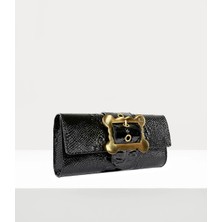 Vivienne Westwood Clutch Bag Kroko Dokulu, Altın Tonlu Donanım ve Patent Kaplama Deri Çanta