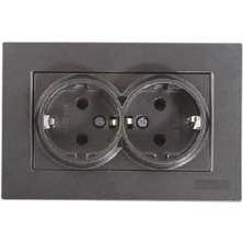 Makel Topraklı Priz İkili Füme Karea