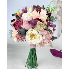 Mürdüm Somon Gelin Çiçeği Buketi ve Yaka Çiçeği