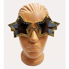 Skygo Yıldız Şekilli Parlak Metalize Parti Gözlüğü Altın Renk 16X7 cm