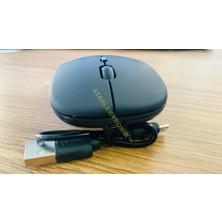 Ata Elektronik Mat SİYAH Slim Sessiz ŞARJ EDİLEBİLİR Pilli Bataryalı Laptop Uyumlu Kablosuz Wıreless Optik Fare Mouse 2.4GHZ  SESSİZ TIKLAMA KENDİNDEN PİLLİ