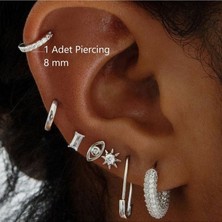 Heppii 8 mm Silver Renk Taşlı Halka Piercing Tragus Helix Forward Helix Kıkırdak