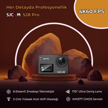 SJCAM SJ8 Pro 2.33” 5GHz WiFi 4K60 UHD 8X Dijital Zoom 170° Geniş Açı 240FPS Ağır Çekim 6-Eksenli Jiroskop Sabitleme H.265 1200mAh Ultra Geniş Batarya Çift Mikrofon Aksiyon Kamerası Siyah