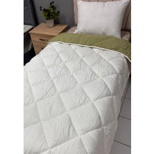 Clasy %100 Pamuk Ranforce Tek Kişilik Çift Taraflı Yorgan Beyaz-Fıstık Yeşili