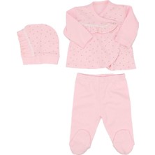 by BebekOdam Kız Bebek Pembe Çiçek Desenli Fisto Detaylı 3'lü Takım - 1014900