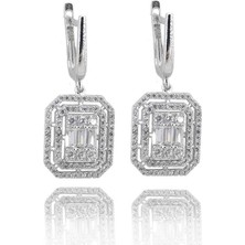 Midyat Gümüş Dünyası 925 Ayar Gümüş Baget Zirkon Taşlı Küpe