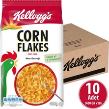 Kellogg's Corn Flakes Kahvaltılık Mısır Gevreği 400 gr x 10 Adet, Lif Kaynağı, Demir ve 6 Vitamin Içerir