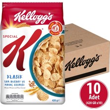 Kellogg's Special K Klasik Kahvaltılık Tam Buğday ve Pirinç Gevreği 420 gr x 10 Adet, Tam Tahıllı, Lif Kaynağı