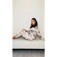 Altınok Fashion Bej Ayıcık Desenli Pijama Takımı
