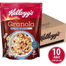 Kellogg's Granola Karışık Meyveli 340 gr x 10 Adet, %45 Yulaf Içerir, Lif Kaynağı, %20 Kurutulmuş Meyve