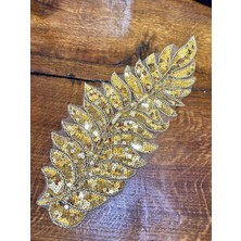 Gönülden Tasarım Boncuk Pul Pater Işleme Yaprak Arma Aplike 38X14 cm