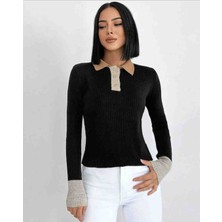 Butik Muson Polo Yaka Slim Fit Örme Bluz Mevsimlik Kazak