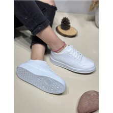 Dmr Günlük Rahat Yumuşak Beyaz Kadın Sneaker Kaymaz Taban Bağcıklı Konforlu Unisex Spor Ayakkabı