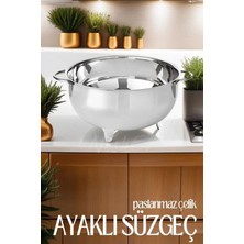 Nishev Lüx Çelik Ayaklı Süzgeç 25 cm (Makarna & Pirinç Süzgeci)