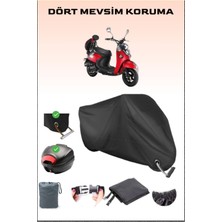 Breen Kuba Trendy 50 Için Arka Çanta ve Kilit Uyumlu Siyah Motosiklet Branda, Güvenli