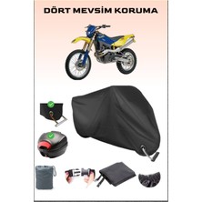 Husqvarna Te 610 Için Arka Çanta Ve Kilit Uyumlu Siyah Motosiklet Branda, Güvenli