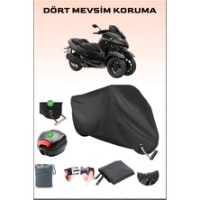 Breen Yamaha Tricity 300 Için Arka Çanta Ve Kilit Uyumlu Siyah Motosiklet Branda, Güvenli