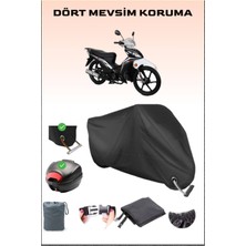 Breen Rks Rodos 100 Için Arka Çanta Ve Kilit Uyumlu Siyah Motosiklet Branda, Güvenli