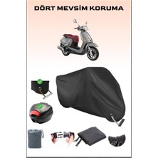 Breen Kymco Like 125 Için Arka Çanta Ve Kilit Uyumlu Siyah Motosiklet Branda, Güvenli