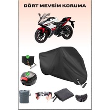 Breen Yamaha Yzf R25 Için Arka Çanta ve Kilit Uyumlu Siyah Motosiklet Branda, Güvenli