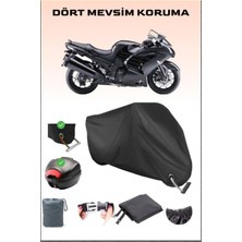 Kawasaki Zzr 1400 Abs Için Arka Çanta Ve Kilit Uyumlu Siyah Motosiklet Branda, Güvenli