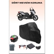 Breen Yamaha X-Max 125 Abs Arka Çanta Uyumlu Siyah Motosiklet Branda Su Geçirmez Dayanıklı Kumaş
