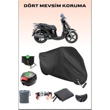 Kymco People S 200I Için Arka Çanta Ve Kilit Uyumlu Siyah Motosiklet Branda, Güvenli