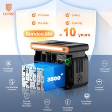 Cepini  GT500 500W Taşınabilir Güç İstasyonu Powerbank 518WH Lifepo4 Pil Çift Kablosuz Şarj 60W Pd Hızlı Şarj