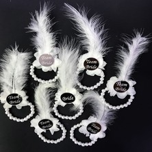 Skygo İncili Nedime Bilekliği Gümüş Renk Pleksili Beyaz Otrişli 7 Adet