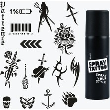 One Spray Tattoo Boyun Dövme Şablon Seti+Siyah Sprey