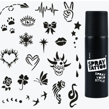 One Spray Tattoo Boyun Dövme Şablon Seti+Siyah Sprey 2