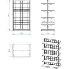 Decorelax 80 x 60 Çift Taraflı Metal Siyah Stand Bambu Raflı