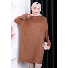 Kahverengi Balıkçı Yaka Triko Tunik