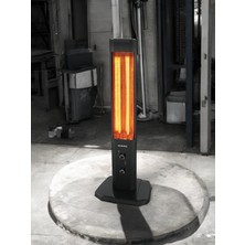 Fabrika Ofis Ortamına Uygun Devrilme Emniyetli Dikey Çift Flamentli Ayaklı Soba Ufo Isıtıcı Orbit Kule Isıtıcı 2300W