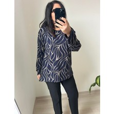 Charamela Kadın Büyük Beden Baskılı  Sim Detaylı Bluz -BGB63
