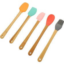 Homeneeds Bambu Saplı Silikon 5 Renkli Mini Spatula Fırça