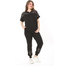 Kadın Büyük Beden Saks Göğüs ve Paça Detaylı Ikili Takım 65N37887